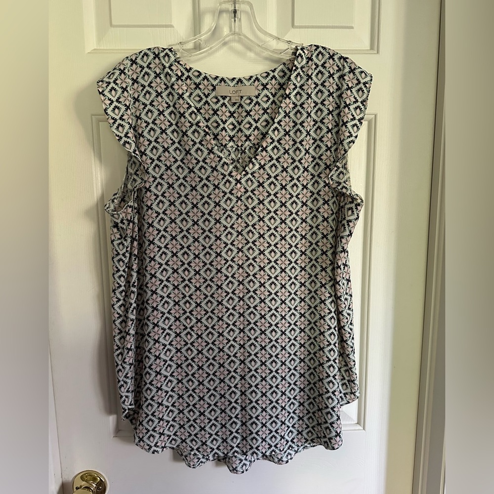 Cute print flutter sleeve blouse